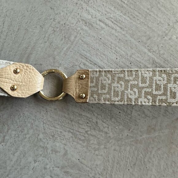 Dolce & Gabbana NWOT Y2K Tan Monogram Leather thick belt large Logo Gold Buckle - Picture 5 of 14